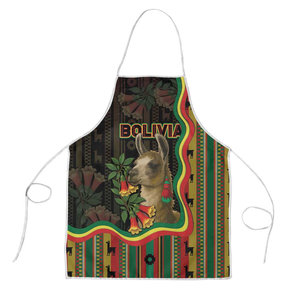 Bolivia Apron The Llama With Kantuta Over Andean Patterns - Wonder Print Shop