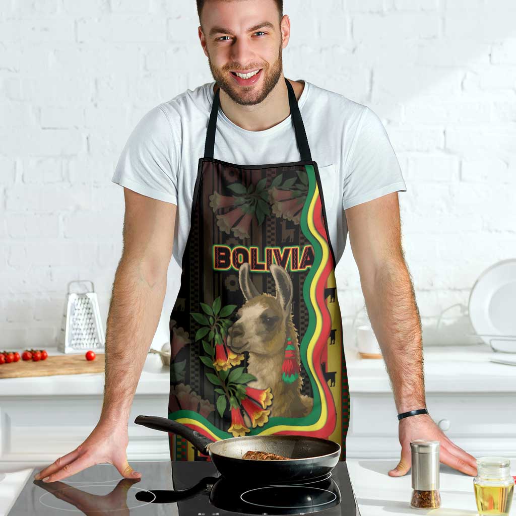 Bolivia Apron The Llama With Kantuta Over Andean Patterns - Wonder Print Shop