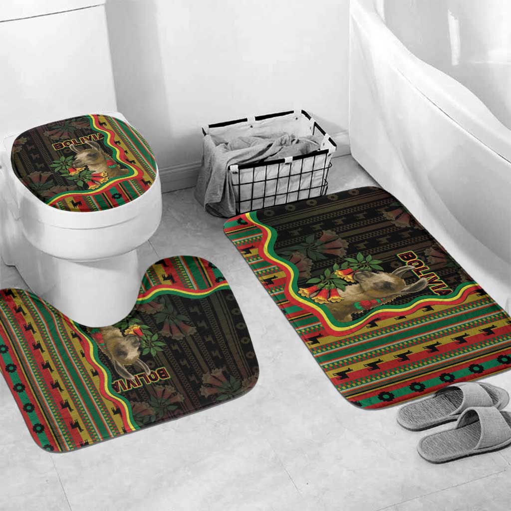 Bolivia Bathroom Set The Llama With Kantuta Over Andean Patterns - Wonder Print Shop