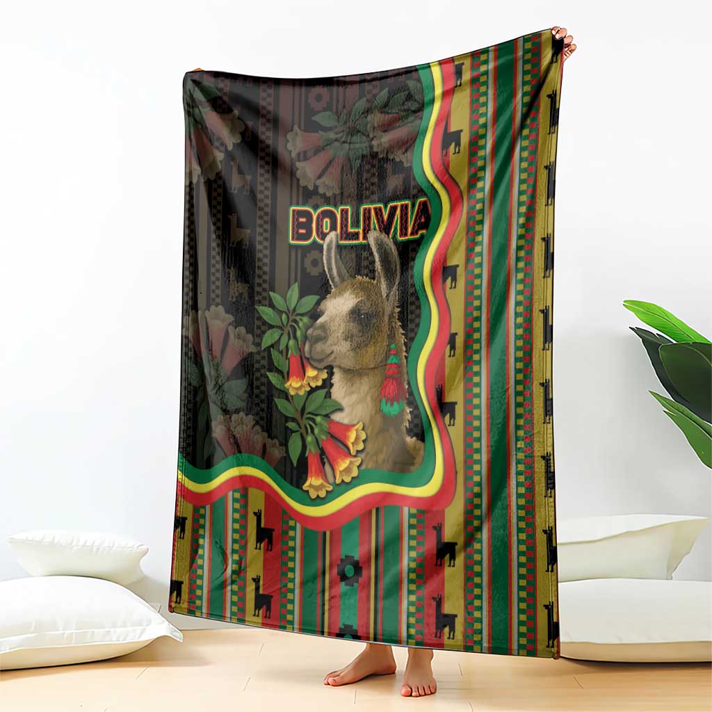 Bolivia Blanket The Llama With Kantuta Over Andean Patterns - Wonder Print Shop