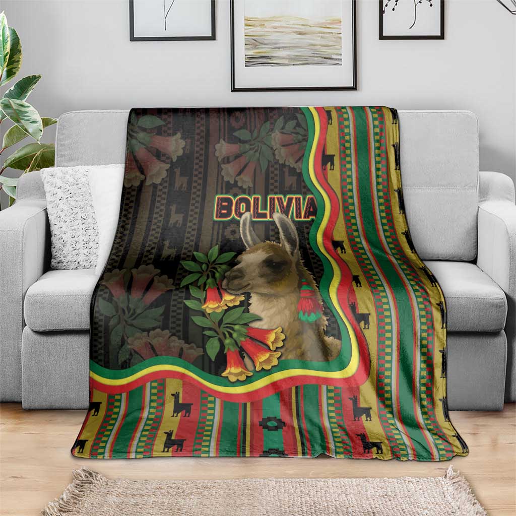 Bolivia Blanket The Llama With Kantuta Over Andean Patterns - Wonder Print Shop