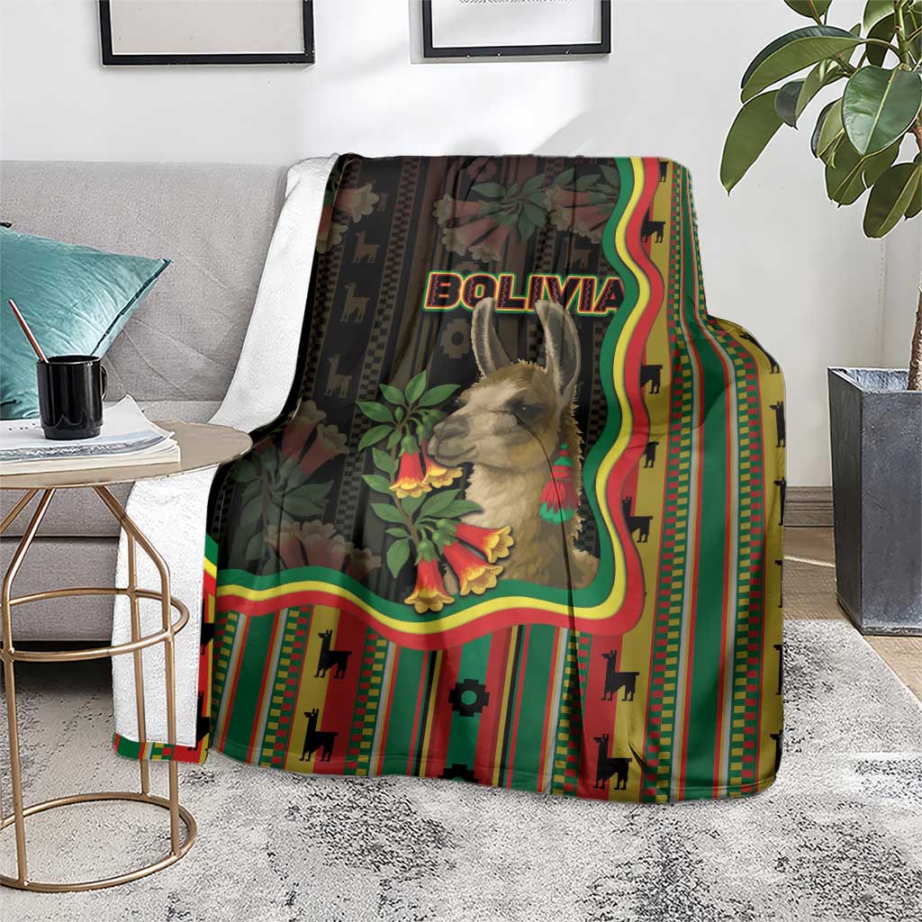Bolivia Blanket The Llama With Kantuta Over Andean Patterns - Wonder Print Shop