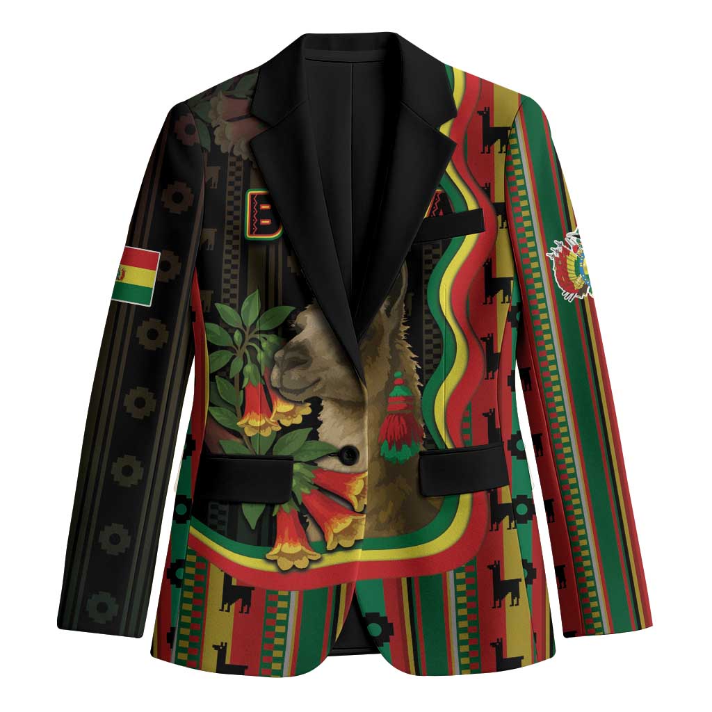 Bolivia Blazer The Llama With Kantuta Over Andean Patterns - Wonder Print Shop