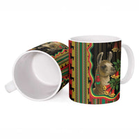 Bolivia Ceramic Mug The Llama With Kantuta Over Andean Patterns - Wonder Print Shop