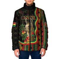 Bolivia Padded Jacket The Llama With Kantuta Over Andean Patterns - Wonder Print Shop