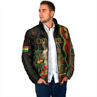 Bolivia Padded Jacket The Llama With Kantuta Over Andean Patterns - Wonder Print Shop