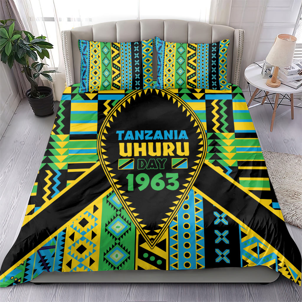 Tanzania Independence Day Bedding Set Uhuru 1963 African Shield Tribal Pattern