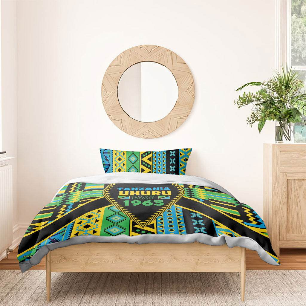 Tanzania Independence Day Bedding Set Uhuru 1963 African Shield Tribal Pattern
