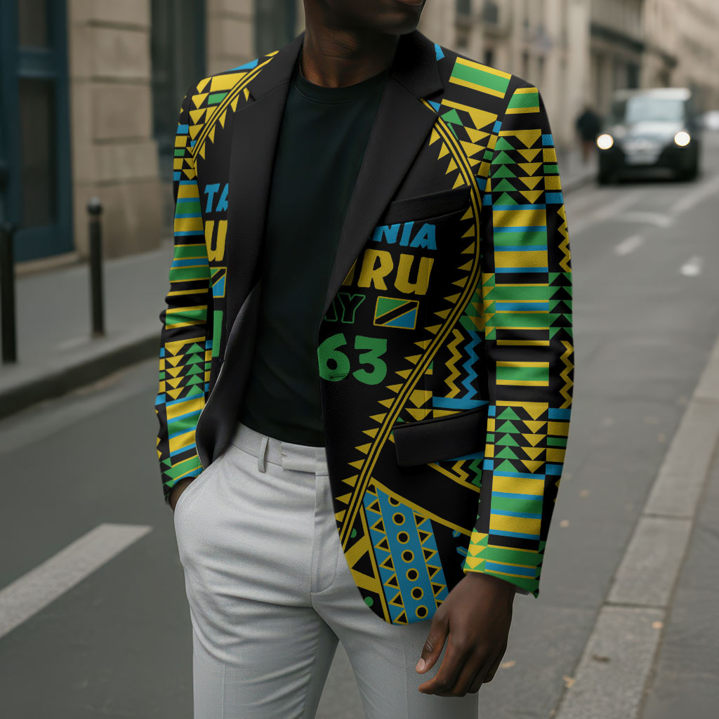 Personalized Tanzania Independence Day Blazer Uhuru 1963 African Shield Tribal Pattern