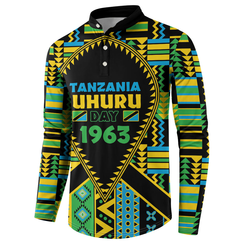 Personalized Tanzania Independence Day Button Sweatshirt Uhuru 1963 African Shield Tribal Pattern