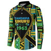 Personalized Tanzania Independence Day Button Sweatshirt Uhuru 1963 African Shield Tribal Pattern