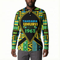 Personalized Tanzania Independence Day Button Sweatshirt Uhuru 1963 African Shield Tribal Pattern