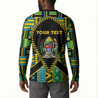 Personalized Tanzania Independence Day Button Sweatshirt Uhuru 1963 African Shield Tribal Pattern