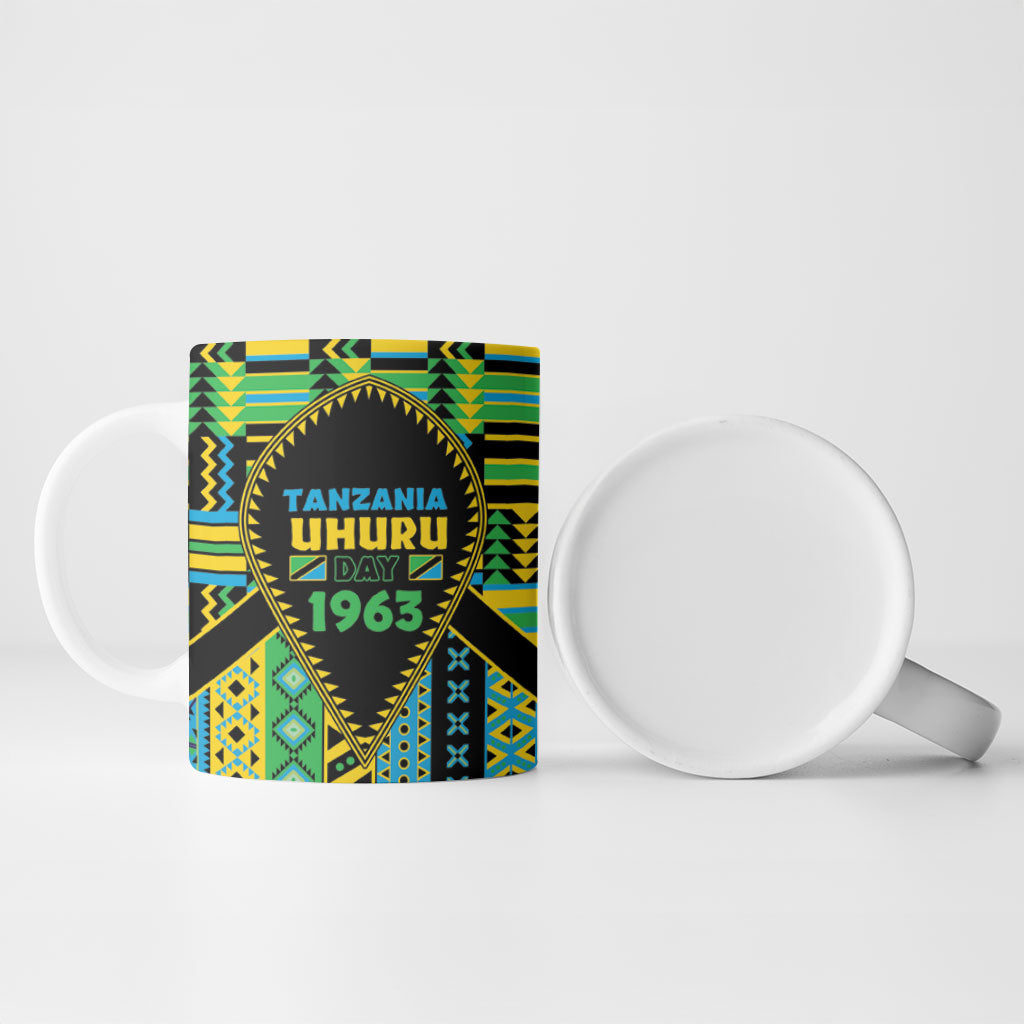 Personalized Tanzania Independence Day Ceramic Mug Uhuru 1963 African Shield Tribal Pattern