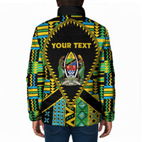 Personalized Tanzania Independence Day Padded Jacket Uhuru 1963 African Shield Tribal Pattern