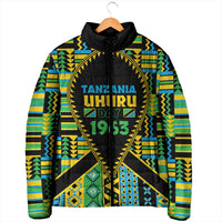 Personalized Tanzania Independence Day Padded Jacket Uhuru 1963 African Shield Tribal Pattern