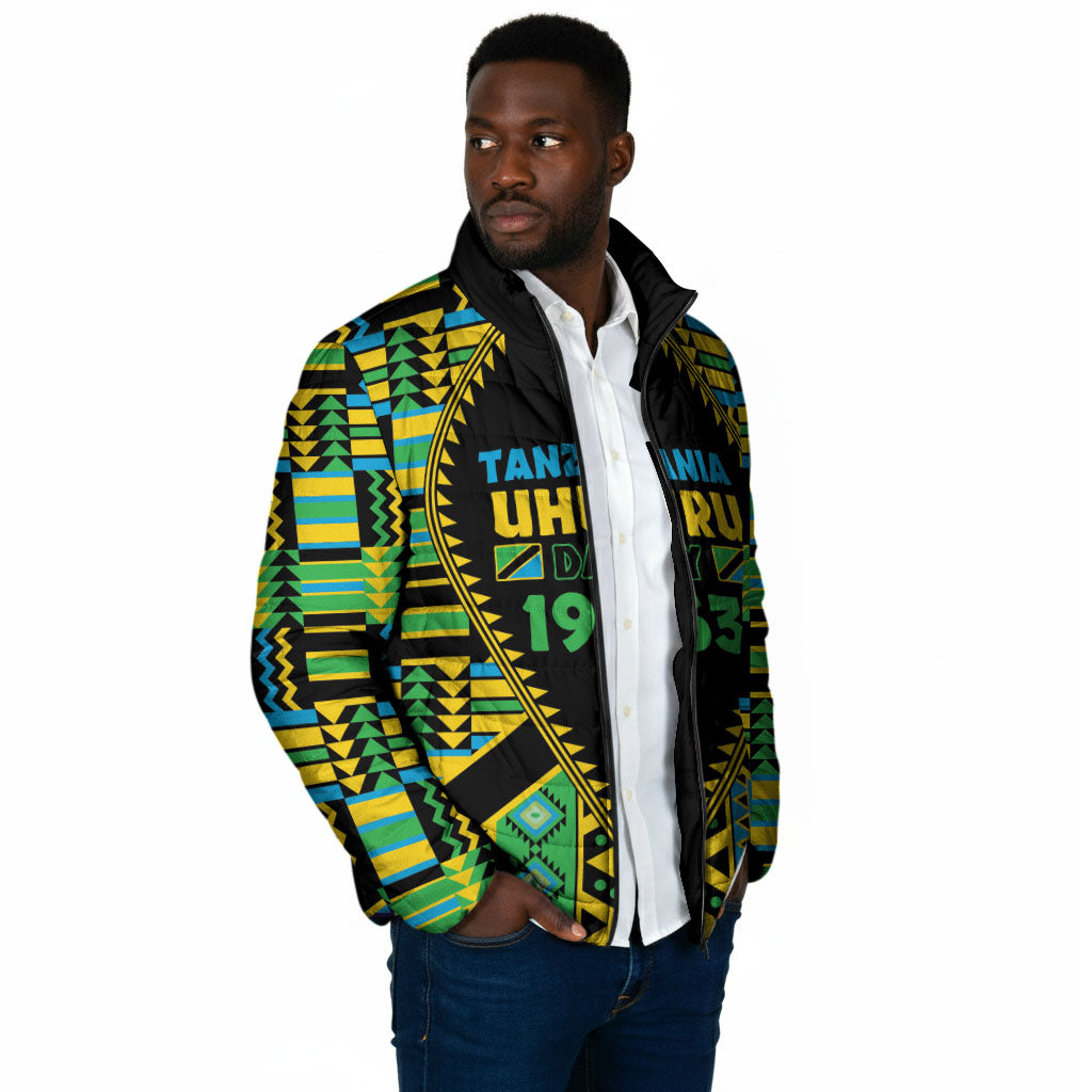 Personalized Tanzania Independence Day Padded Jacket Uhuru 1963 African Shield Tribal Pattern