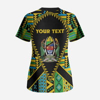Personalized Tanzania Independence Day Scrub Top Uhuru 1963 African Shield Tribal Pattern
