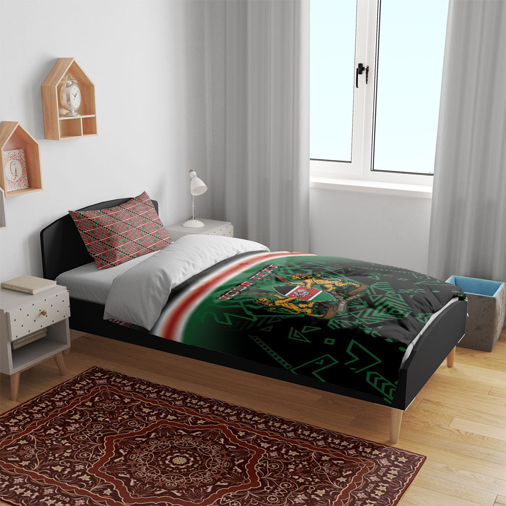 Personalized Kenya Independence Day Bedding Set Tribal Lion 1963 Maasai Beadwork
