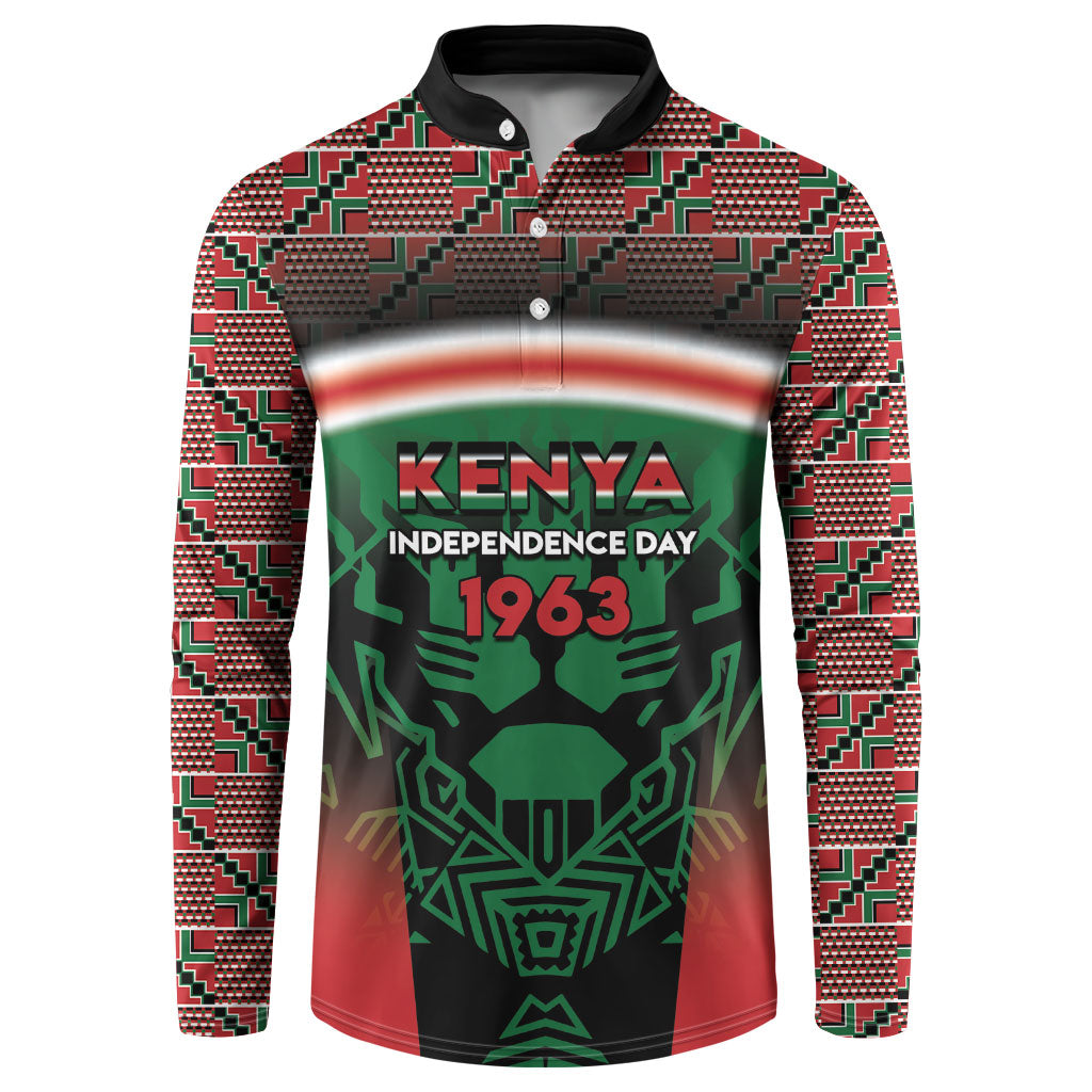 Personalized Kenya Independence Day Button Sweatshirt Tribal Lion 1963 Maasai Beadwork