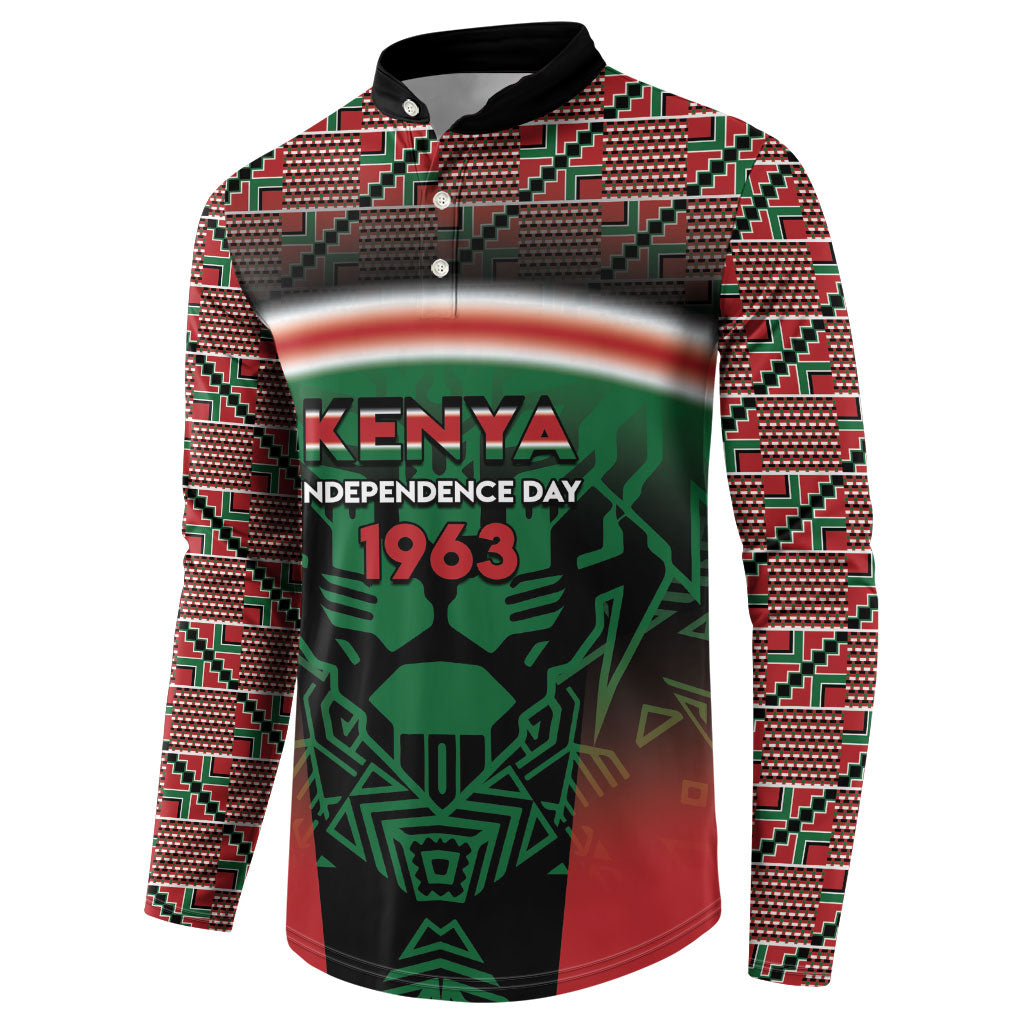 Personalized Kenya Independence Day Button Sweatshirt Tribal Lion 1963 Maasai Beadwork