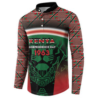 Personalized Kenya Independence Day Button Sweatshirt Tribal Lion 1963 Maasai Beadwork
