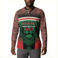 Personalized Kenya Independence Day Button Sweatshirt Tribal Lion 1963 Maasai Beadwork