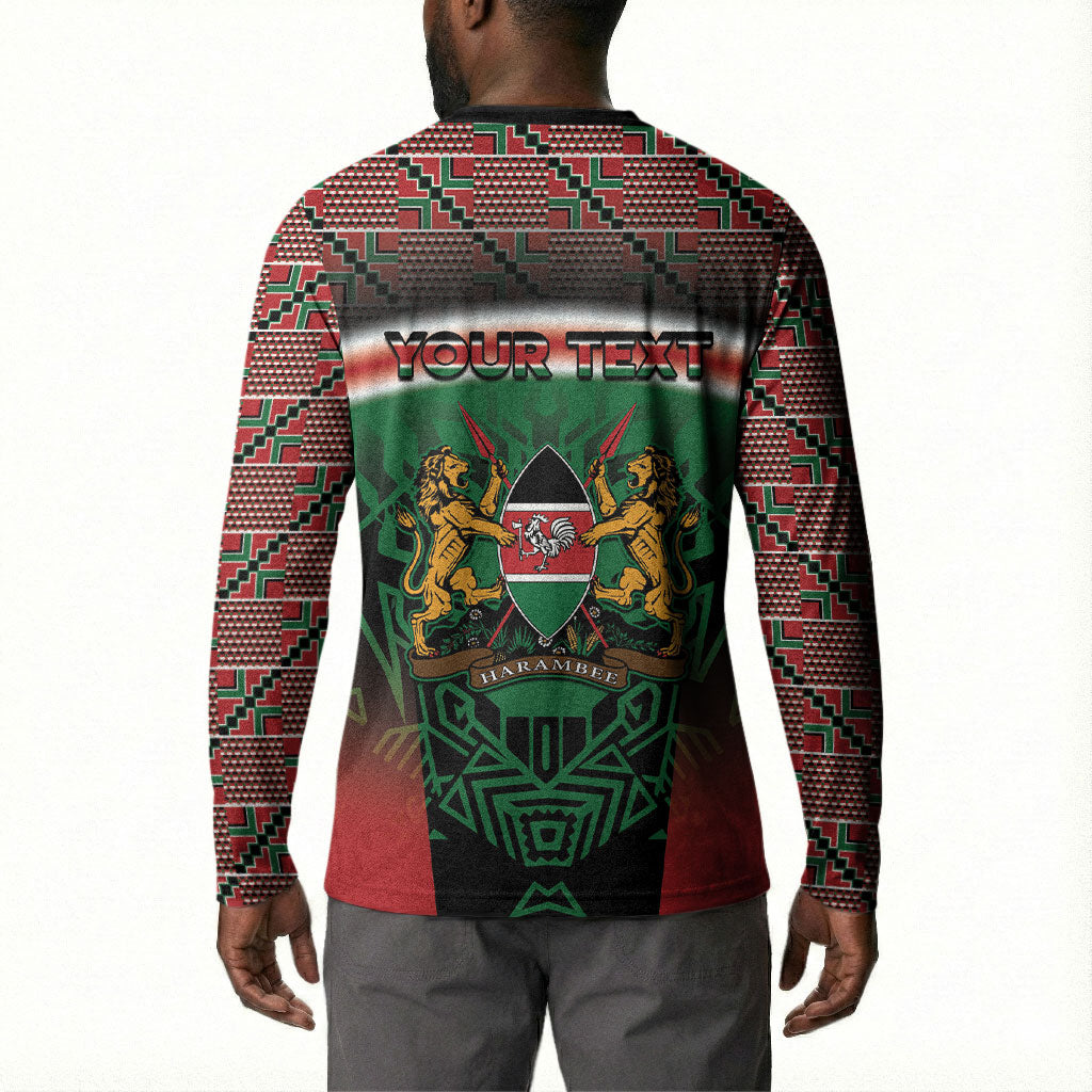 Personalized Kenya Independence Day Button Sweatshirt Tribal Lion 1963 Maasai Beadwork
