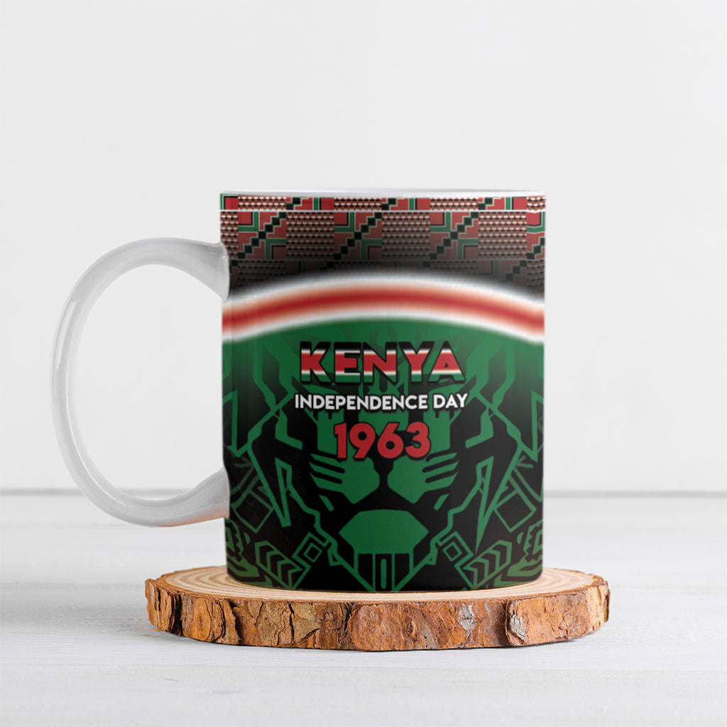 Personalized Kenya Independence Day Ceramic Mug Tribal Lion 1963 Maasai Beadwork