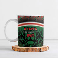 Personalized Kenya Independence Day Ceramic Mug Tribal Lion 1963 Maasai Beadwork