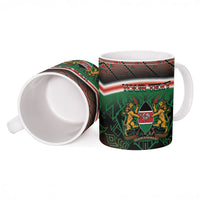 Personalized Kenya Independence Day Ceramic Mug Tribal Lion 1963 Maasai Beadwork