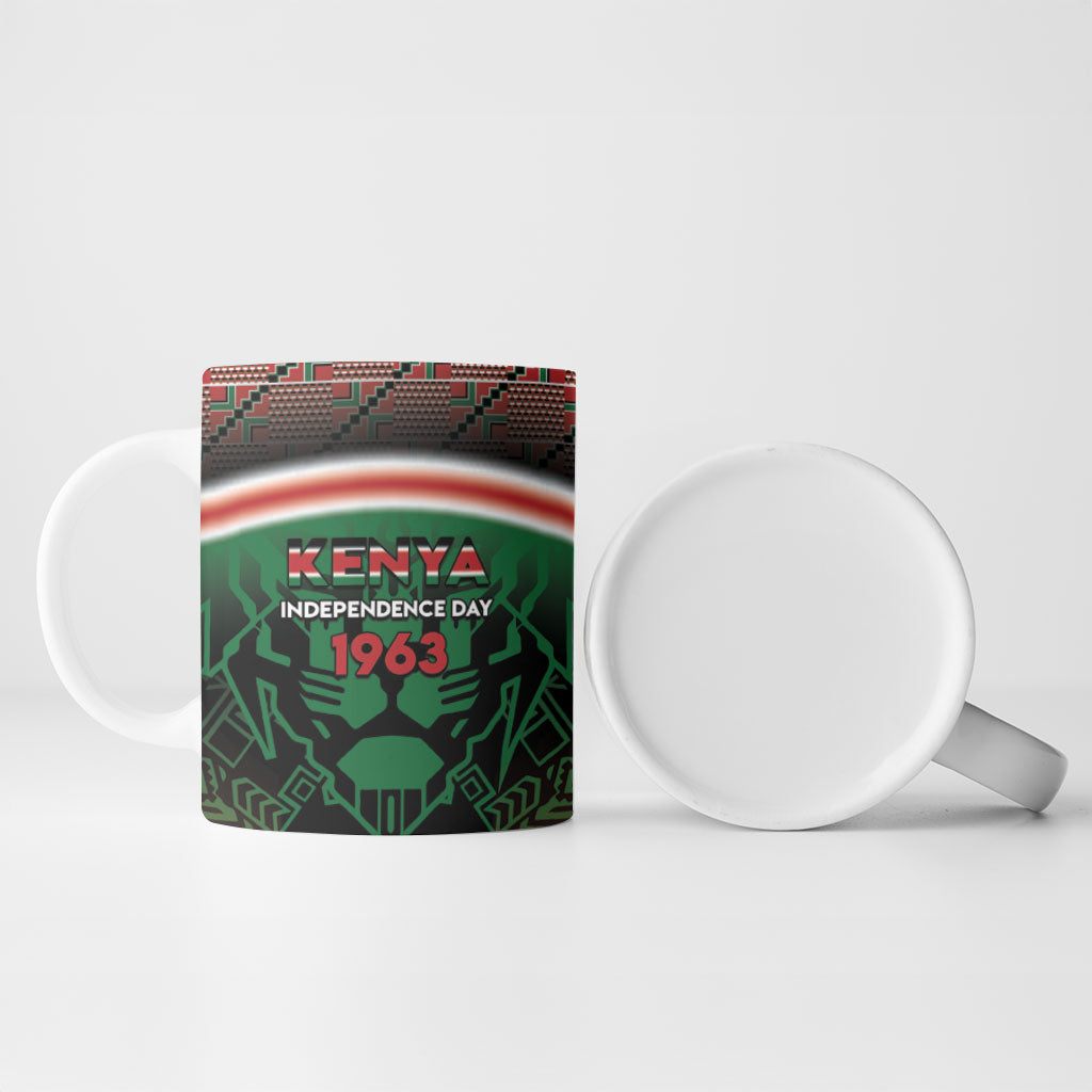 Personalized Kenya Independence Day Ceramic Mug Tribal Lion 1963 Maasai Beadwork