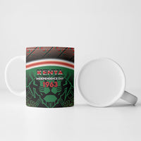Personalized Kenya Independence Day Ceramic Mug Tribal Lion 1963 Maasai Beadwork