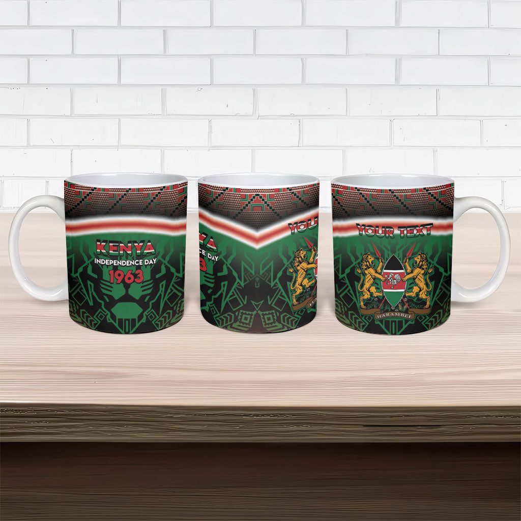 Personalized Kenya Independence Day Ceramic Mug Tribal Lion 1963 Maasai Beadwork