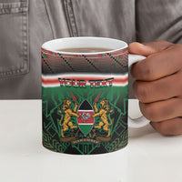 Personalized Kenya Independence Day Ceramic Mug Tribal Lion 1963 Maasai Beadwork