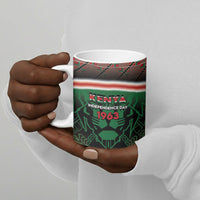 Personalized Kenya Independence Day Ceramic Mug Tribal Lion 1963 Maasai Beadwork