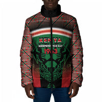 Personalized Kenya Independence Day Padded Jacket Tribal Lion 1963 Maasai Beadwork
