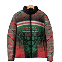 Personalized Kenya Independence Day Padded Jacket Tribal Lion 1963 Maasai Beadwork