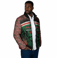 Personalized Kenya Independence Day Padded Jacket Tribal Lion 1963 Maasai Beadwork