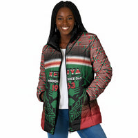 Personalized Kenya Independence Day Padded Jacket Tribal Lion 1963 Maasai Beadwork