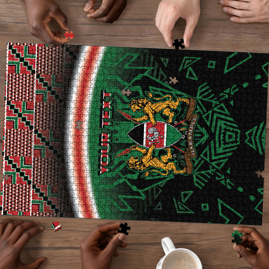 Personalized Kenya Independence Day Puzzle Tribal Lion 1963 Maasai Beadwork