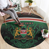 Personalized Kenya Independence Day Round Carpet Tribal Lion 1963 Maasai Beadwork