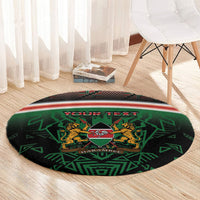 Personalized Kenya Independence Day Round Carpet Tribal Lion 1963 Maasai Beadwork