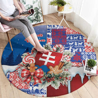 Slovakia Christmas Round Carpet Vesale Vianoce Xmas Pattern - Wonder Print Shop