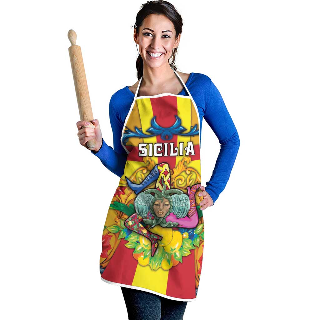 Italy Sicily Apron Gorgoneion Baroque Patterns - Wonder Print Shop