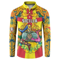 Personalized Italy Sicily Button Sweatshirt Gorgoneion Baroque Patterns - Wonder Print Shop