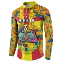 Personalized Italy Sicily Button Sweatshirt Gorgoneion Baroque Patterns - Wonder Print Shop