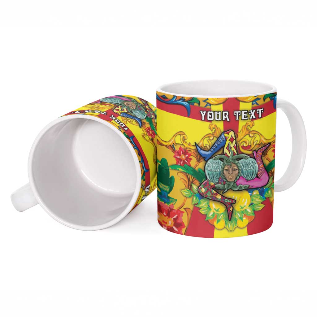 Personalized Italy Sicily Ceramic Mug Gorgoneion Baroque Patterns - Wonder Print Shop
