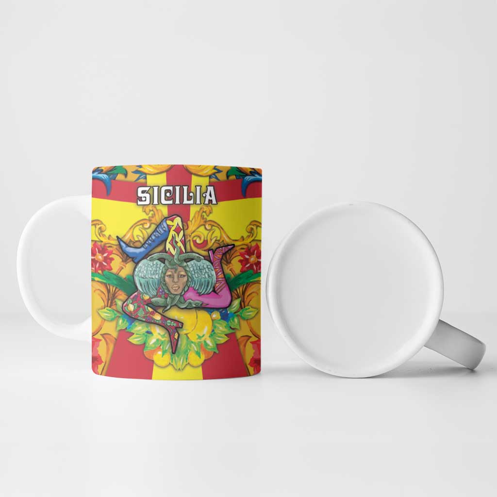 Personalized Italy Sicily Ceramic Mug Gorgoneion Baroque Patterns - Wonder Print Shop