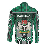 Personalized Nigeria Long Sleeve Button Shirt Eagle With Tribal Patterns